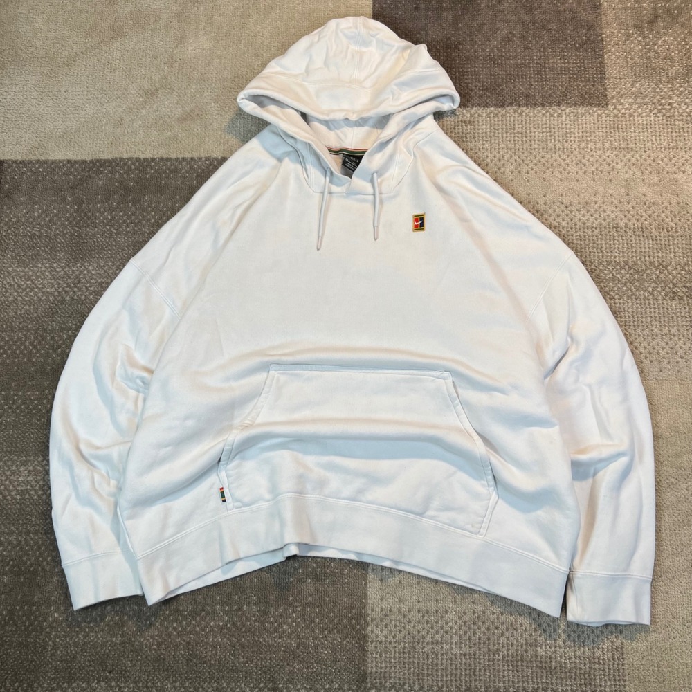 Nike Court Tennis Hoodie Mens XXL White Pullover Sweatshirt DA0553-100
